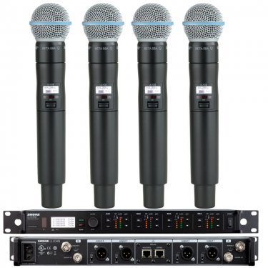 Shure ULXD24Q/BETA58A 舒尔四通道无线手持话筒 超心形动圈手持无线麦克风