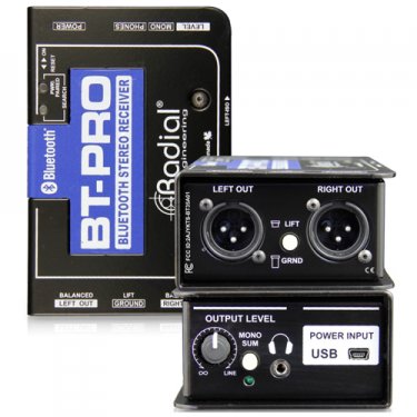 Radial,BT-Pro,立体声蓝牙有源DI直插盒,有源DI盒,有源直接盒,多媒体转接盒,主动式